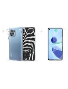 Ntech Xiaomi  Mi 11 Lite Transparant Hoesje met Glas Screenprotector