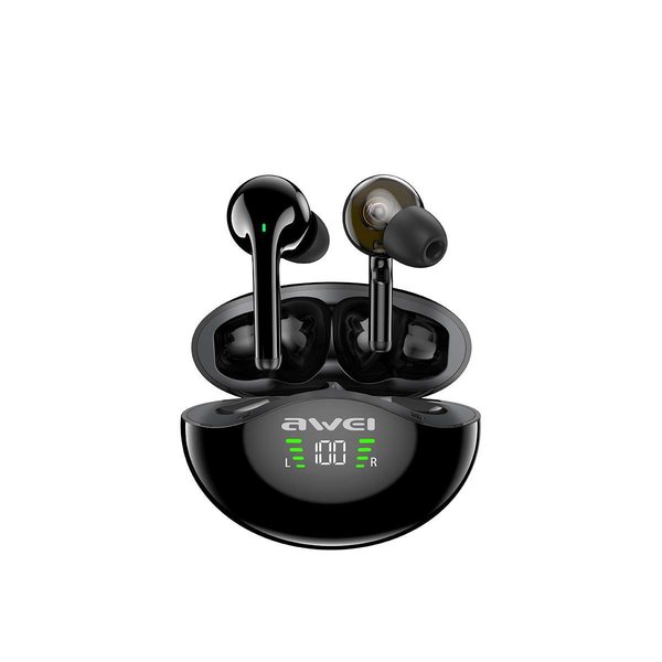 Awei Awei T12P draadloze earbuds + draadloze oplaad case - waterafstotende sport airpods - in-ear headphones - Earbuds Apple - Earbuds Geschikt voor Samsung - universele oordoppen - Zwart