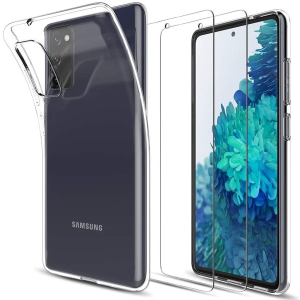 Ntech Hoesje Geschikt Voor Samsung Galaxy S20 FE 2022 hoesje siliconen case - transparant TPU backcover - Hoesje Geschikt Voor Samsung Galaxy S20 FE 2022 screenprotector 2 pack tempered glass