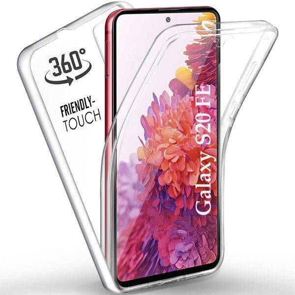 Ntech Hoesje Geschikt Voor Samsung Galaxy S20 FE 2022 Dual TPU Case hoesje 360° Cover 2 in 1 Case ( Voor en Achter) Transparant