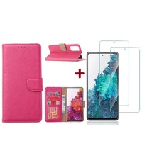 Ntech Samsung Galaxy S20 FE 2022 Boekhoesje Pink Met 2X screenprotector tempered glass