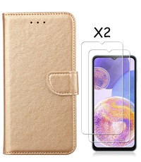Ntech Samsung A23 4/5G hoesje bookcase Goud