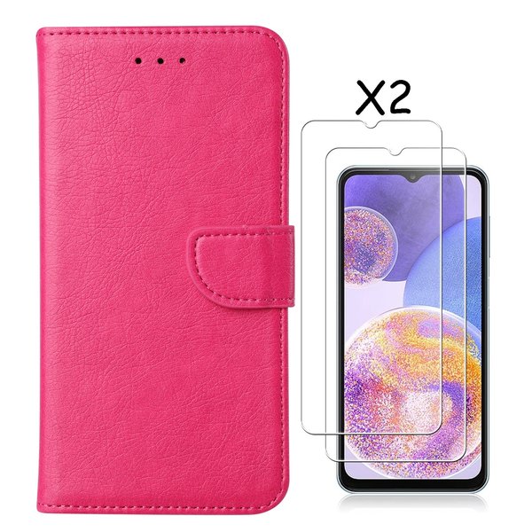 Ntech Hoesje Geschikt Voor Samsung Galaxy A23 4/5G hoesje bookcase Rose - Hoesje Geschikt Voor Samsung Galaxy A23 4/5G bookcase portemonnee Hoesje Geschikt Voor Samsung Galaxy A23 screenprotector / 2X Beschermglas