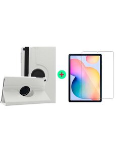 Ntech Samsung Galaxy S6 Lite 2022 360 Wit Draaibare Hoesje Met screenprotector