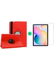 Ntech Samsung Galaxy S6 Lite 2022 360 Rood Draaibare Hoesje Met screenprotector