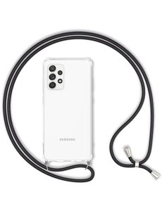 Ntech Samsung Galaxy A23 4/5G Hoesje transparant met draagkoord Zwart