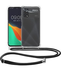 Ntech Xiaomi Poco X4 Pro 5G Hoesje transparant met draagkoord Zwart