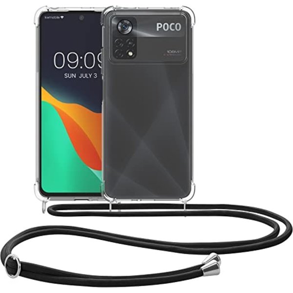 Ntech Hoesje Geschikt voor Xiaomi Poco X4 Pro 5G Hoesje draag koord - Hoesje Geschikt voor Xiaomi Poco X4 Pro 5G Zachte Back Case hoesje met Koord hoesje Zwart