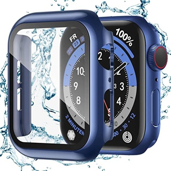 Ntech Hoesje Geschikt voor Apple Watch Donkerblauw - watch case 44 mm - apple watch