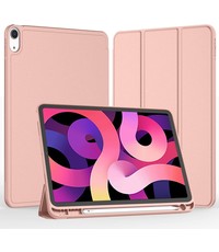 Ntech ipad air 5 hoes met pencil houder bookcase Rose Goud