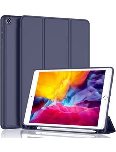 Ntech iPad Air 2 hoes met pencil houder smart bookcase Donker Blauw