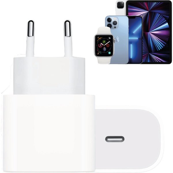 Ntech  Geschikt voor iPhone 12 /13 USB-C Power Adapter 20W - Oplader - iPad - Snellader - Stekker - Witte USB-c adapter - Premium Edition