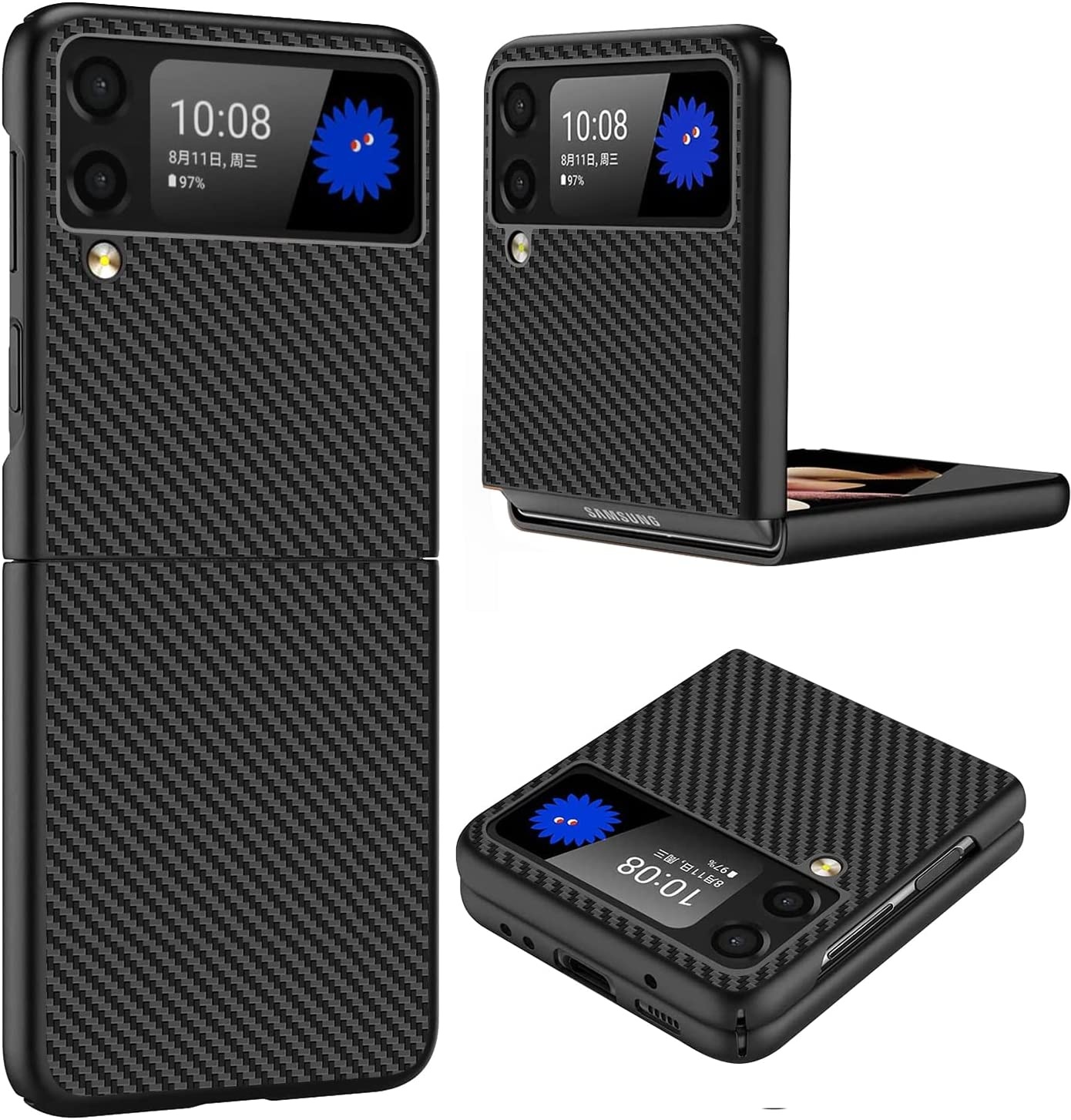 Wereldbol Terzijde Sluiting Samsung Flip 4 hoesje Carbon Fiber Slim Protective Cover zwart - Hoesje  Galaxy Flip 4 Silicone hoesje - Phonecompleet.nl