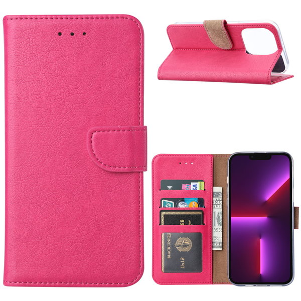 Ntech Hoesje Geschikt voor iPhone 14 portemonnee Bookcase – Roze