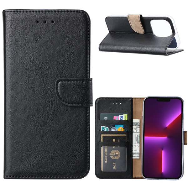 Ntech Hoesje Geschikt voor iPhone 14 portemonnee Bookcase – Zwart