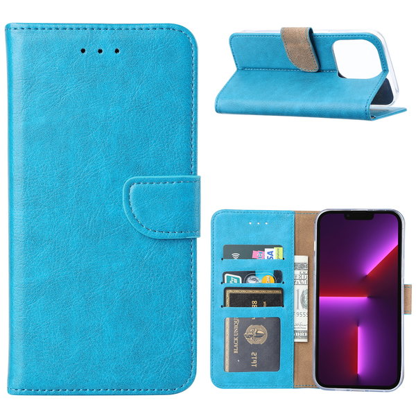 Ntech Hoesje Geschikt voor iPhone 14 Plus portemonnee Bookcase – Blauw