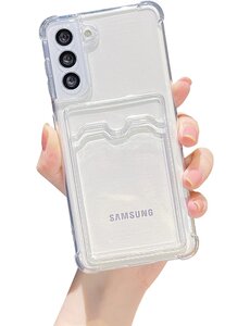 Ntech Samsung  S21 hoesje met pasjeshouder transparant