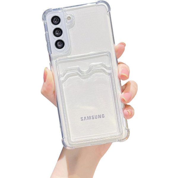 Ntech Hoesje Geschikt Voor Samsung Galaxy S21 Plus hoesje met pasjeshouder transparant Shock proof case met Kaarthouder