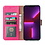 Ntech Hoesje Geschikt voor iPhone 14 bookcase met 2 stuks screenprotector tempered glass – Roze