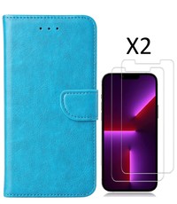 Ntech iPhone 14 hoesje bookcase Blauw