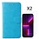 Ntech Hoesje Geschikt voor iPhone 14 bookcase met 2 stuks screenprotector tempered glass – Blauw