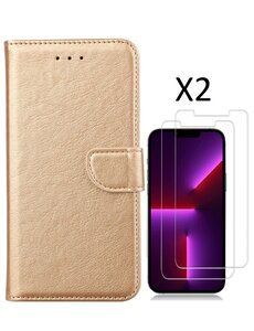 Ntech iPhone 14 Plus hoesje bookcase Goud