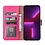 Ntech Hoesje Geschikt voor iPhone 14 Pro Max – bookcase met 2 stuks screenprotector tempered glass – Roze