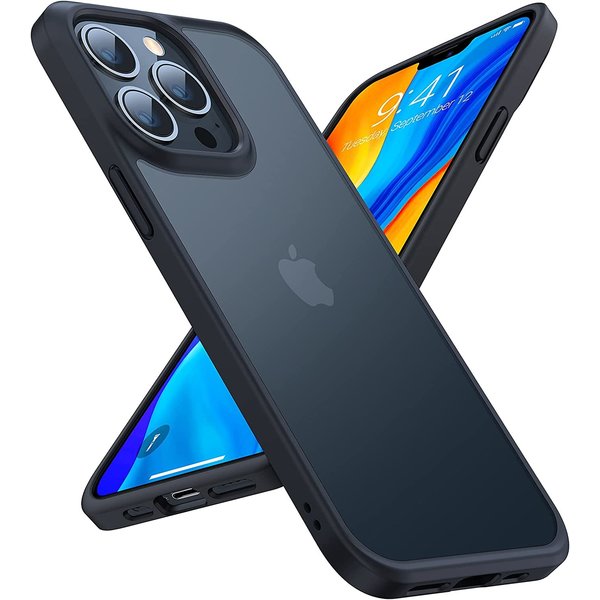 Ntech Hoesje Geschikt voor iPhone 14 Pro Max – doorzichtig Mat backcover – Soft Bumper – Zwart