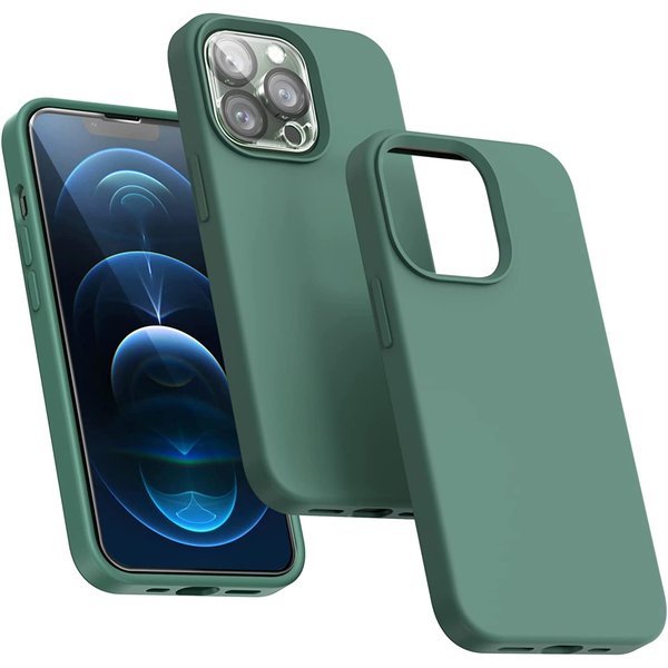 Ntech Hoesje Geschikt voor iPhone 14 Pro Max – Liquid Siliconen Backcover – Pine Groen