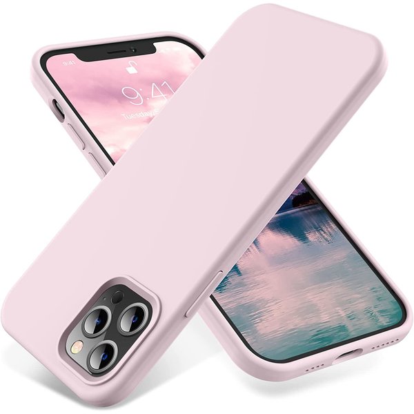 Ntech Hoesje Geschikt voor iPhone 14 Pro – Liquid Siliconen Backcover – Licht Roze