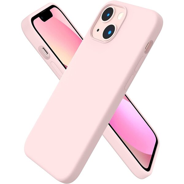 Ntech Hoesje Geschikt voor iPhone 14 Plus – Liquid Siliconen Backcover – Licht Roze