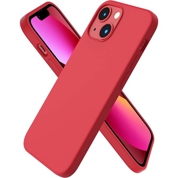 Ntech Hoesje Geschikt voor iPhone 14 Plus – Liquid Siliconen Backcover – Rood