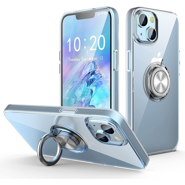 Ntech Hoesje Geschikt voor iPhone 14 – Luxe Backcover met Ringhouder - Transparant