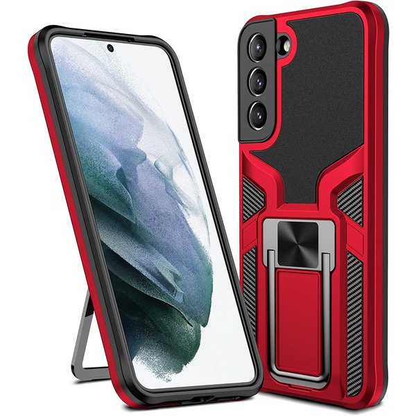 Ntech Hoesje Geschikt Voor Samsung Galaxy S22 Plus hoesje magnetisch Armor Schokbestendige Rood - hoesje Hoesje Geschikt Voor Samsung Galaxy S22 Plus met ring houder - Galaxy S22 Plus hoesje Armor - Hoesje Geschikt Voor Samsung Galaxy S22 Plus case Ultra Slim S