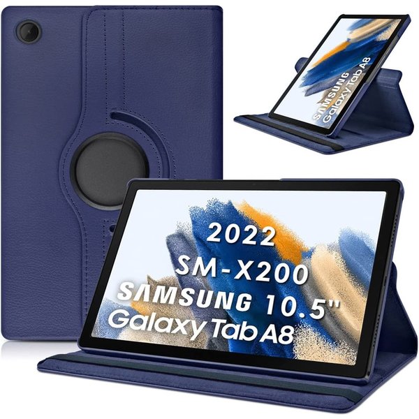 Ntech Hoes Geschikt voor Samsung Galaxy Tab A8 hoes – Hoes Geschikt voor Samsung Galaxy Tab A8 (2021 / 2022) hoes – 360° draaibaar tablethoes – Donkerblauw