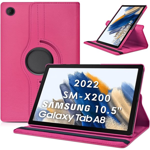 Ntech Hoes Geschikt voor Samsung Galaxy Tab A8 hoes – Hoes Geschikt voor Samsung Galaxy Tab A8 (2021 / 2022) hoes – 360° draaibaar tablethoes – Pink