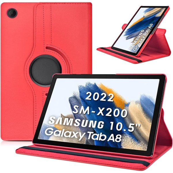 Ntech Hoes Geschikt voor Samsung Galaxy Tab A8 hoes – Hoes Geschikt voor Samsung Galaxy Tab A8 (2021 / 2022) hoes – 360° draaibaar tablethoes – Rood