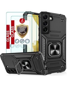 Ntech Samsung S22 Hoesje Heavy Duty Armor Hoesje Zwart