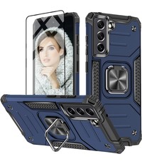 Ntech Samsung S22 Hoesje Heavy Duty Armor Hoesje Blauw