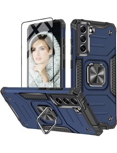 Ntech Samsung S22 Hoesje Heavy Duty Armor Hoesje Blauw
