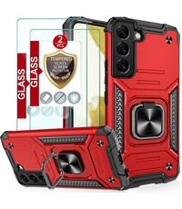 Ntech Samsung S22 Hoesje Heavy Duty Armor Hoesje Rood