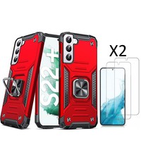 Ntech Samsung S22 Plus Hoesje Heavy Duty Armor Hoesje Rood