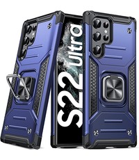 Ntech Samsung S22 Ultra Hoesje Heavy Duty Armor Hoesje Blauw