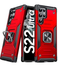 Ntech Samsung S22 Ultra Hoesje Heavy Duty Armor Hoesje Rood