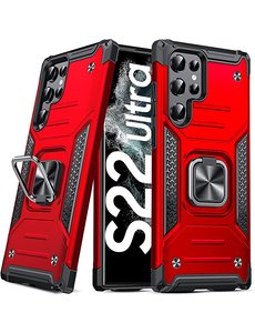 Ntech Samsung S22 Ultra Hoesje Heavy Duty Armor Hoesje Rood