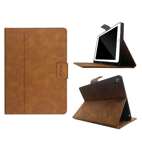 oTronica oTronica hoes geschikt voor iPad 5e/6e generatie / 2017/2018 Luxe Leren Bookcase met Pencil houder - Premium Leren cover - Bruin