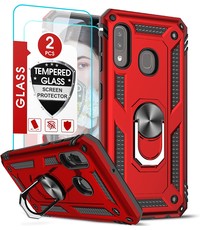 Ntech Samsung A20E Hoesje kickstand Armor case Rood