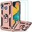 Ntech Hoesje Geschikt Voor Samsung Galaxy A20E Hoesje kickstand Armor case Rose Goud Met screenprotector 2 pack