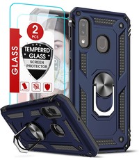 Ntech Samsung A20E Hoesje kickstand Armor case Blauw