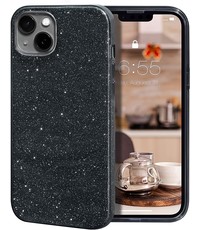 Ntech iPhone 14 Hoesje Glitter Siliconen case Zwart